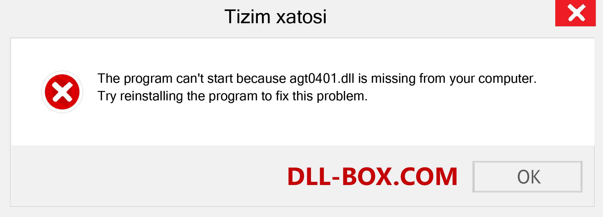 agt0401.dll fayli yo'qolganmi?. Windows 7, 8, 10 uchun yuklab olish - Windowsda agt0401 dll etishmayotgan xatoni tuzating, rasmlar, rasmlar